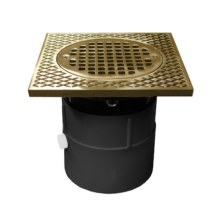 Jones Stephens 4in. PVC Over Pipe Fit Drain Base with 4in. Plastic Spud and 5in. Nickel Bronze Strainer D53268